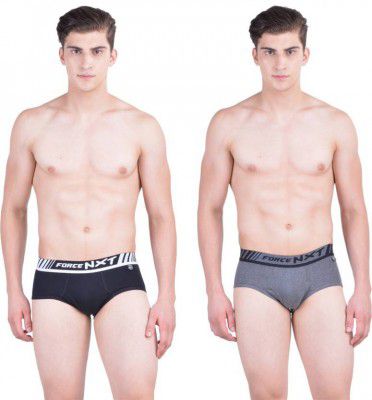 Force NXT Pack of 2 Super Combed Cotton Soft Rib Solid Men Brief