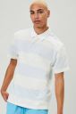 FOREVER 21  Men Striped Polo Neck Poly Cotton White T-Shirt...