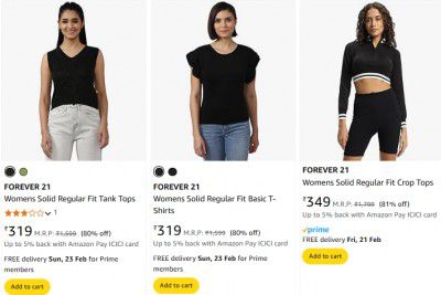 FOREVER 21 Women's Clothing at Minimum 70% OFF