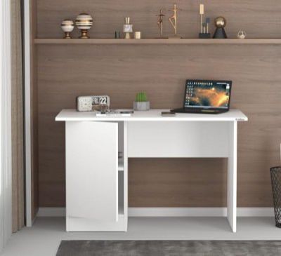 FORKTAIL Engineered Wood Study Table  | Computer Table (White)