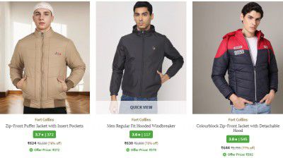 AJIO Loot : Fort Collins Men's Jackets Starts at Rs.356