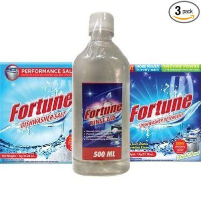 FORTUNE Dishwasher Starter Combo - Dishwasher Detergent 1kg (Pack of 1), Salt 1kg (Pack of 1) & Rinse Aid 500ml (Pack of 1)