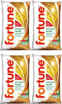 Fortune Health Rice Bran Oil Pouch  (4 x 1 L)