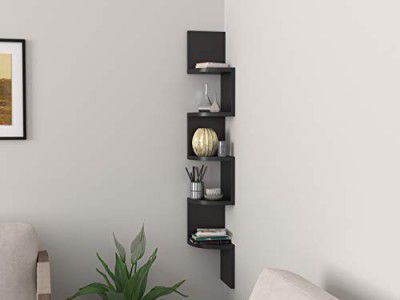 Forzza Vincent Corner Wall Engineered Wood Shelf (Wenge)