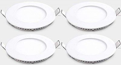 FOS 6-Watt LED Panel Light, 600 LUMENS (Pack of 4 - Round | Cool White 6500k) Recessed Ceiling Lamp