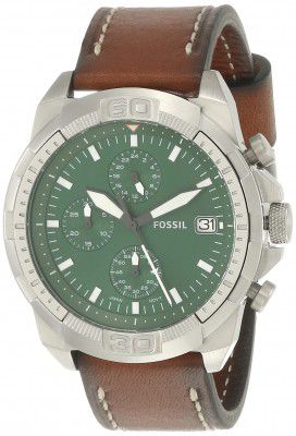 Fossil Bronson Analog Green Dial Mens Watch-FS5898