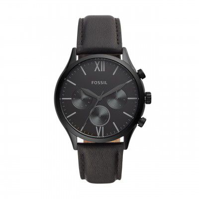 [Extra RS 1129 Off] Fossil Chronograph Black Dial and Band Men's Stainless Steel Watch-BQ2364