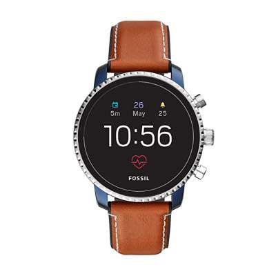 Fossil Gen 4(45mm, brown) Explorist Leather Touchscreen Mens Smartwatch with Heart Rate, GPS, Music storage and Smartphone Notifications - FTW4016