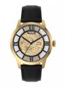 Fossil Men Gold-Toned Skeleton Dial & Black Leather Straps Analogue Automatic Watch ME3210...