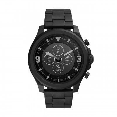 Fossil Latitude Hybrid Smartwatch Hr Analog Black Dial Mens Watch-FTW7021