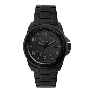 Fossil Mens 40 mm Bronson Black Dial Stainless Steel Analog Watch - FS5940I