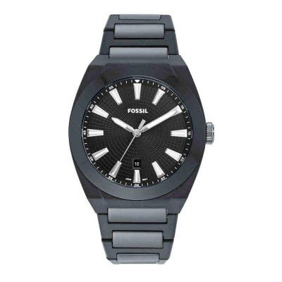 Fossil Mens 42 mm Everett Black Dial Ceramic Analog Watch - CE5027