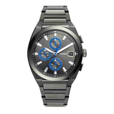 Fossil Mens 42 mm Everett Grey Dial Stainless Steel Chronograph Watch - FS5830I