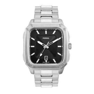 Fossil Mens 42 mm Inscription Black Dial Stainless Steel Analog Watch - FS5933I