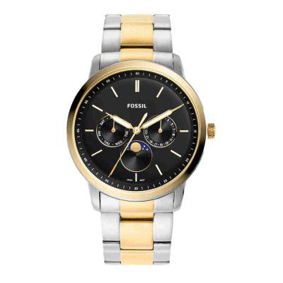 Fossil Mens 42 mm Neutra Minimalist Black Dial Stainless Steel Analog Watch - FS5906