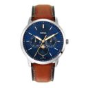 Fossil Mens 42 mm Neutra Minimalist Blue Dial Leather Analog Watch - FS5903I...