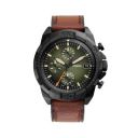 Fossil Mens 44 mm Bronson Green Dial Leather Chronograph Watch - FS5856I...