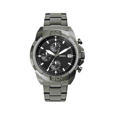 Fossil Mens 44 mm Bronson Black Dial Stainless Steel Chronograph Watch - FS5852I