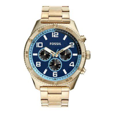 Fossil Mens 50 mm Brox Blue Dial Stainless Steel Analog Watch - BQ2531I