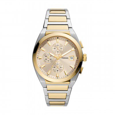 Fossil Mens Everett Stainless Steel Dress Quartz Chronograph Watch