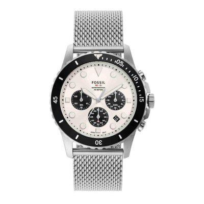 Fossil Mens Fb - 01 White Dial Stainless Steel Chronograph Watch - FS5915I