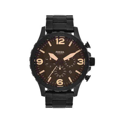 Fossil Nate Analog Black Dial Mens Watch-JR1356IT