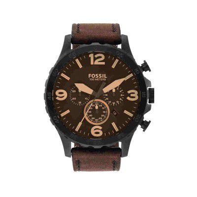 Fossil Nate Analog Black Dial Mens Watch-JR1487IT