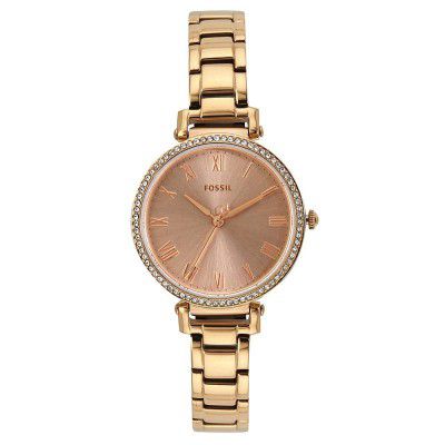 Fossil Quartz Movement Analogue Pink Dial Stainless Steel Mens Watch -ES4447I