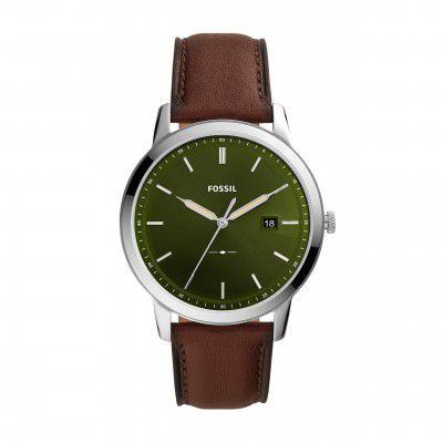 Fossil The Minimalist Solar Analog Green Dial Mens Watch-FS5838