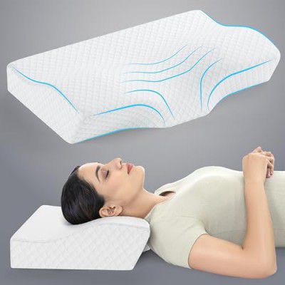 FOVERA Contour Cervical Memory Foam Pillow with Extra Curve for Neck Support | Relief from Neck Pain & Shoulder Stiffness (Pack of 1)