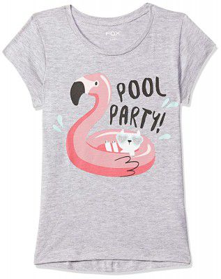 Fox Baby Girl Regular T-shirt (327873_GREY MelanGe_3)