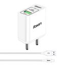 Foxin FPA Q3.0 18W Super Flash Dual USB Port 5.0 Amp Quick Charge USB Universal Compatible, Auto-detect Technology, Made in India, BIS Certified, Fast Charging Power Adapter With 1.2 meter Type-C Cabl...