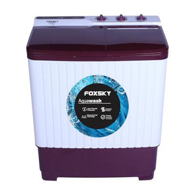 Foxsky 7.5 kg Semi-Automatic Top Load Washing Machine Appliance (Aqua Wash, MAROON)