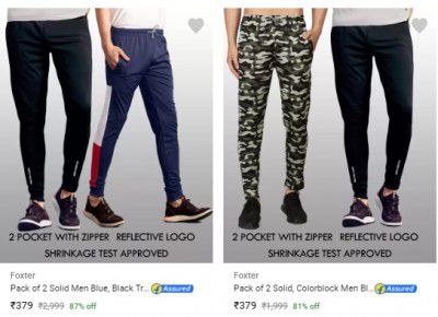 Foxter Mens Track Pants starting at ₹239 | Upto 81% Off