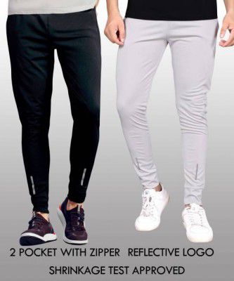 Foxter  Solid Men Black, Grey Track Pants