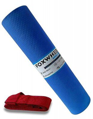 FOXWHEEL Light Weight with Anti-Slip Dual Side Embossed Yoga Mat (4MM, Blue)