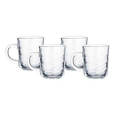 Frabjous Glass Kross Tea Cup Mug Coffee Mug 220ml - Set of 4