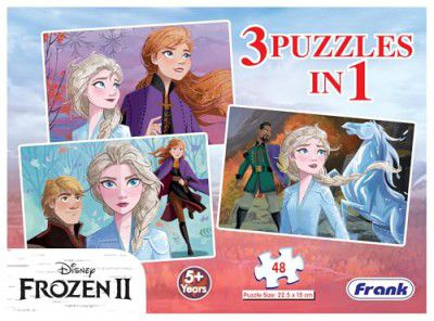 Frank Disney Frozen II Jigsaw Puzzle (48 Pieces) – 3-in-1 Puzzle for Kids 5 Years & Above – Fun & Challenging Brain Booster Game for Enhanced Focus and Memory Skills – 11317
