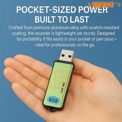 FREDI HD PLUS USB Voice Recorder 8GB Inbuilt Memory | Clear HD Audio Recording Pen Drive 