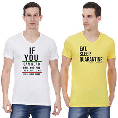 Free Authority Mens V Neck Quarantine Tshirts (Pack of 2)