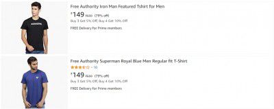 Free Authority Tshirt for Men Starting @ ₹141/-