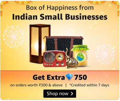 Free Extra 750 Amazon Diamonds when you Shop for ₹300 & More
