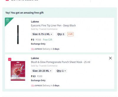 Free Lakme Eye Liner Worth ₹550 With any Lakme Product