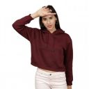 Freehand Women Regular Fit Solid Crop Overhead Hooded Sweatshirt...