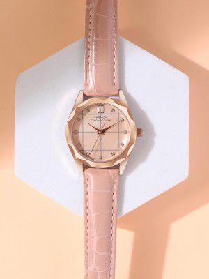 French Connection 3 Hands Pink Round Dial Wrist Watch for Women - FCB11PL