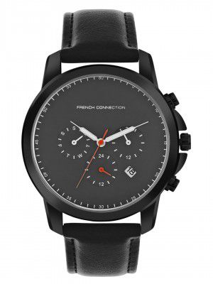 French Connection czar Gun Round Analog Watch with Black Strap for Men - FCN00054D