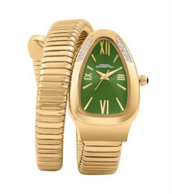 French Connection Eternelle Curve | Green Dial with Rose Gold Case | Roman Numerals Analog Watch for Women - FCN0142NGM