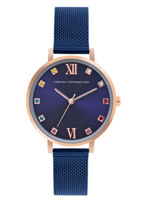 French Connection Grace Blue Round Analog Watch for Women - FCN00068G