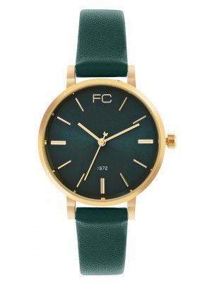French Connection Luna | Green Dial | Rose Gold Tone Case | Green Leather Strap | Analog Watch for Women - FCN00071A