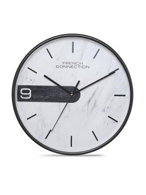 French Connection Luxury Wall Clock with White Luxury Design - Size: 12 Inches - FCWC10-B
